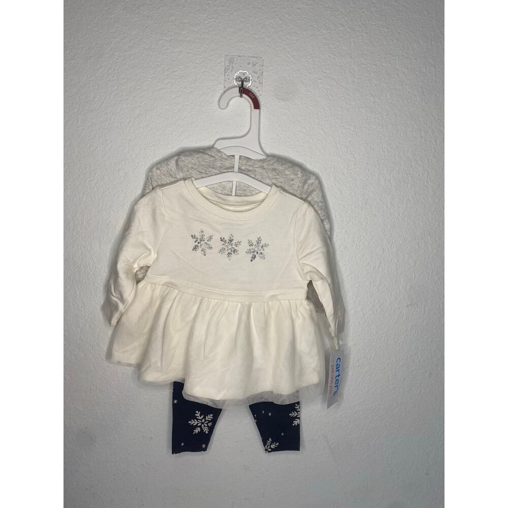 Carter's BabyGirls' 3pc Snowflake Sweatshirt, LongSleeve Bodysuit & Leggings  6M